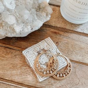 Gold rhinestone hoop earrings